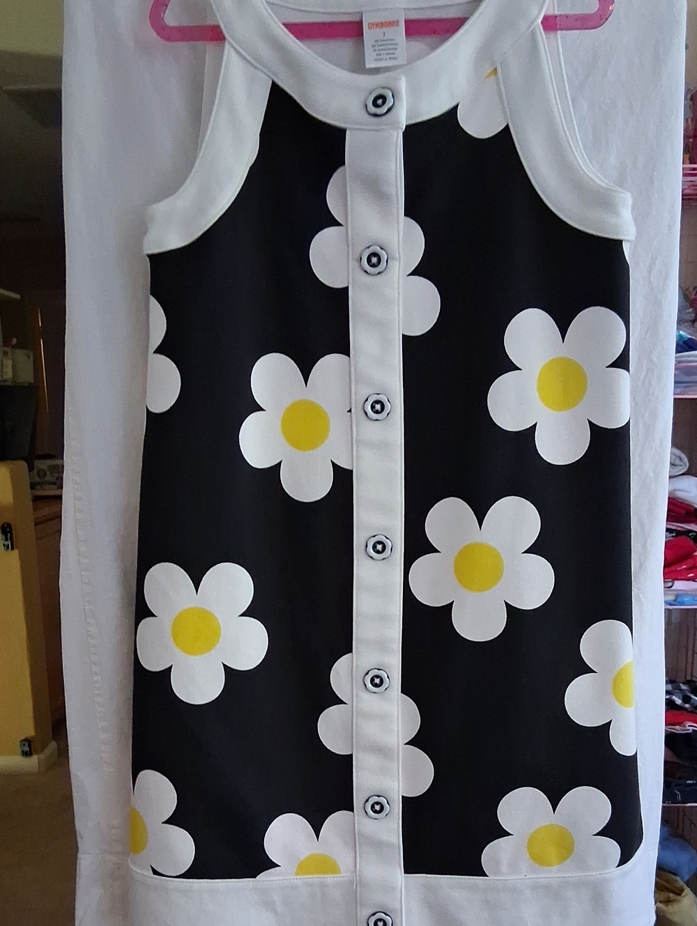 Gymboree Black Dress with White Daisies and Yellow Centers